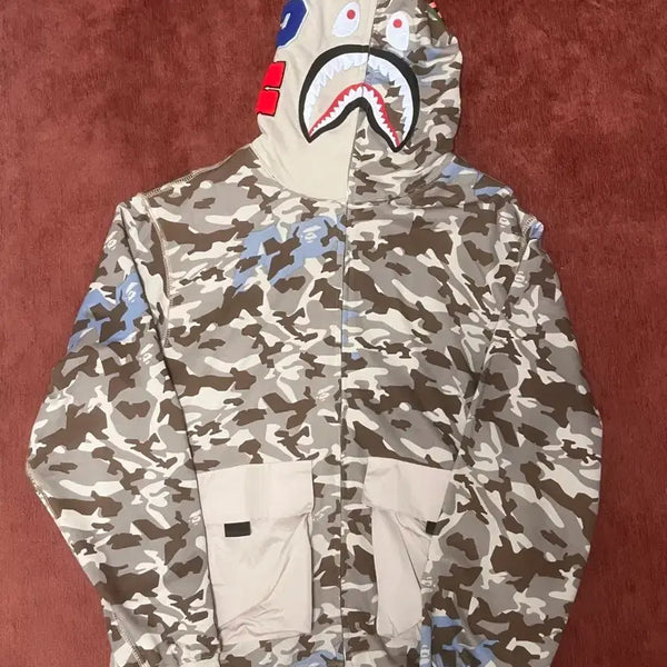 [BUNJANG] BAPE Pocket Shark Hoodie Sand Camouflage / 베이프 포켓 샤크후드 샌드