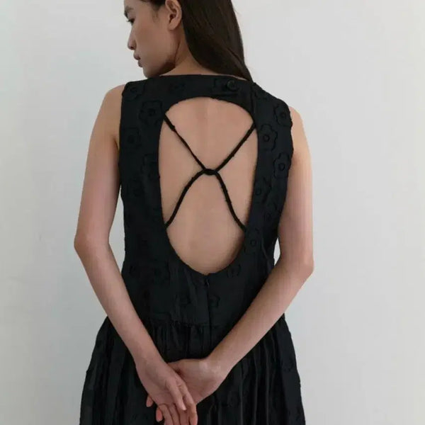[BUNJANG] Majone Back Hole Dress Brown / 마조네 백 홀 드레스 브라운
