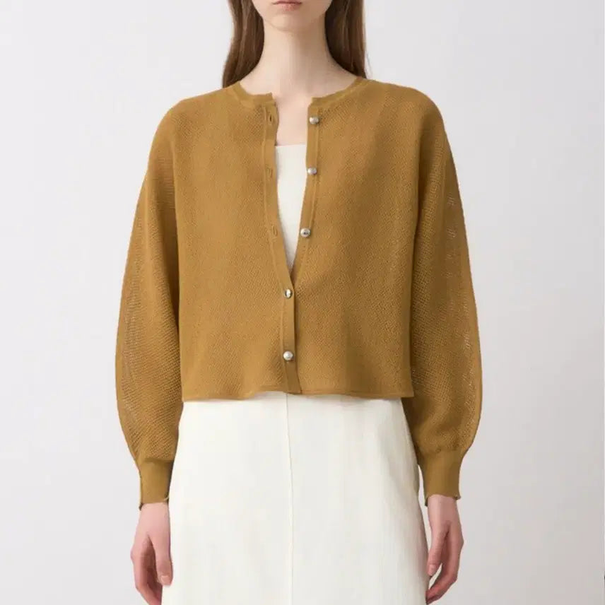 [BUNJANG] The Cashmere Mesh Cropped Cardigan / 더캐시미어 메쉬 크롭 가디건 55