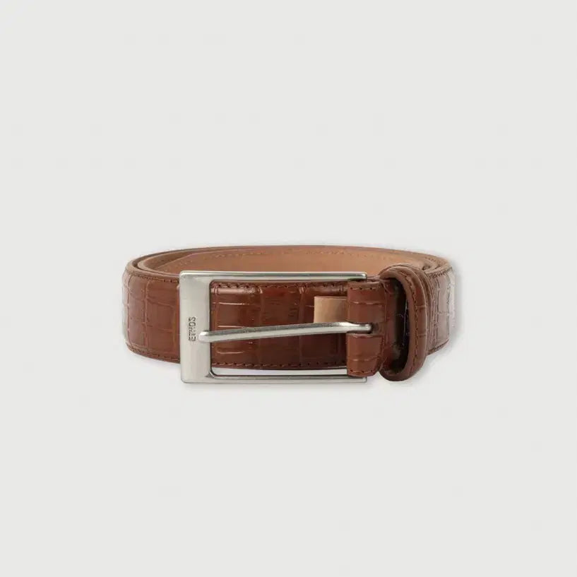 [BUNJANG] Ethos Crack Leather Belt (Brown) / 에토스 크랙 레더벨트 (브라운)
