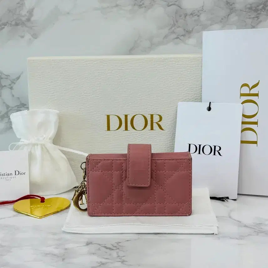 [BUNJANG] Dior Lady Canage Lambskin Card Holder Baby Pink / 디올 레이디 까나쥬 카드지갑 램스킨