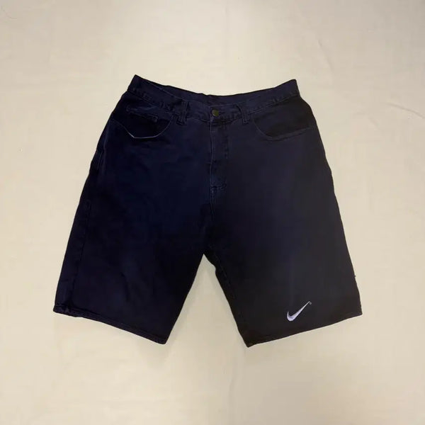[BUNJANG] 90s Nike Swoosh by Nike Carpenter Navy Denim Shorts / 나이키 스우시 카펜더 네이비 데님 숏츠 반바지 90s usa