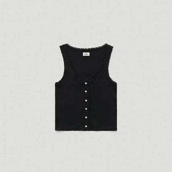 [BUNJANG] TheBarnet Ravioli Lace Tank Top Black / 더바넷 라비올리 레이스 탱크탑 블랙