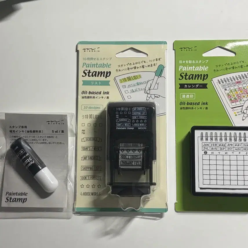 [BUNJANG] MIDORI Paintable Stamp Calendar & List Set with Ink / 일본 MIDORI 미도리 스탬프 캘린더/리스트+잉크 세트