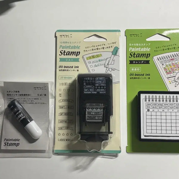 [BUNJANG] MIDORI Paintable Stamp Calendar & List Set with Ink / 일본 MIDORI 미도리 스탬프 캘린더/리스트+잉크 세트