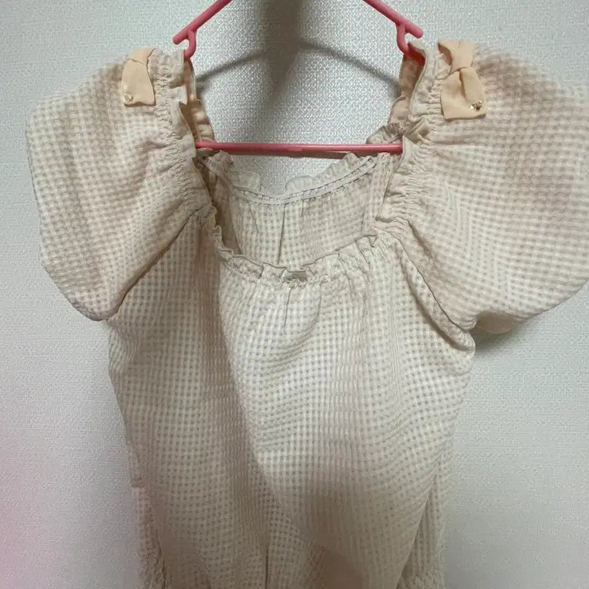 [BUNJANG] Vintage Apricot Pink Off-Shoulder Top / 일본 빈티지 살구핑크 오프숄더 탑