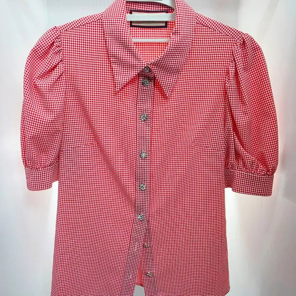 [BUNJANG] MOJO.S.FINE Red Check Puff Blouse / 모조에스핀 레드 체크 퍼프 블라우스