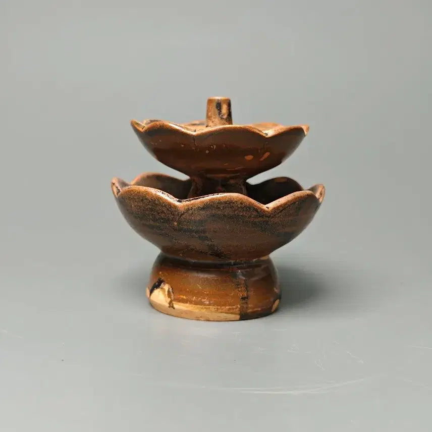 [BUNJANG] Five Dynasties and Ten Kingdoms Period Yellow Glazed Twin-Tiered Oil Lamp, Excavated Chinese Ceramic Antique / [진품] 오대십국 황갈유 이층 등잔 출토품 중국도자기 골동품 수집품