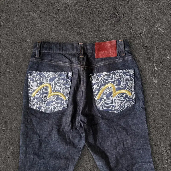 [BUNJANG] EVISU Gold Double Logo Selvedge Pants / 28) 에비수 금장 더블로고 셀비지 팬츠