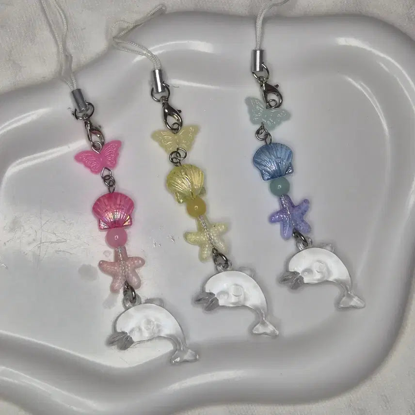 [BUNJANG] Dolphin Charm Beaded Keychain / 돌핀키링 비즈키링