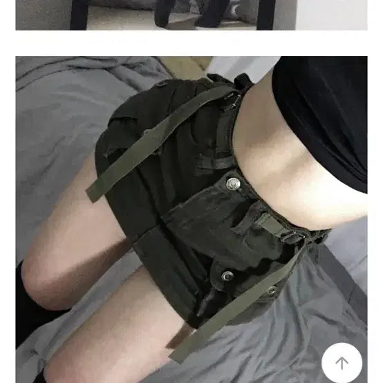 [BUNJANG] Avely Belted Cargo Mini Skirt (Khaki) / 에이블리 벨티드 카고 미니 스커트 (카키)