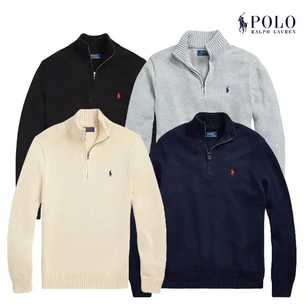 [BUNJANG] Polo Ralph Lauren Cotton Half-Zip Sweatshirt / 폴로랄프로렌 두툼반집업 스웨트셔츠 하프집업니트 남녀공용