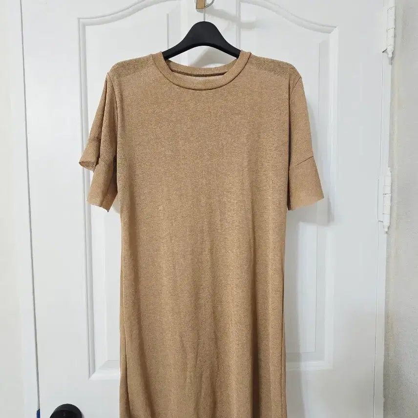 [BUNJANG] Beige See-Through Summer Long Dress with Frill Sleeve Detail / 모던한 베이지 시스루 여름 롱 원피스