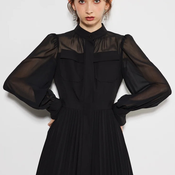 [BUNJANG] Rienda Sheer Pocket Pleats Dress / rienda 시어 포켓 플리츠 원피스 고스룩