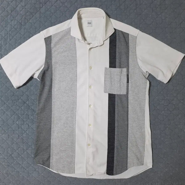 [BUNJANG] TAKEO KIKUCHI Striped Short Sleeve Shirt / 타케오키쿠치(TAKEO KIKUCHI) 스트라이프 반팔 셔츠