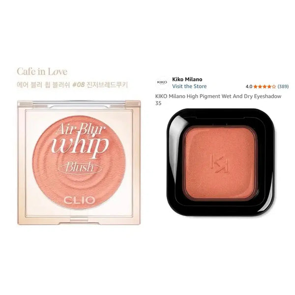 [BUNJANG] Kiko Milano Pearly Apricot Eyeshadow + Clio Air Blurry Whip Blush Ginger Bread Cookie (Autumn Warm Tone) / 단종 클리오 에어블러휩 블러쉬 진저브레드 쿠키 + 키코 섀도우 가을웜톤