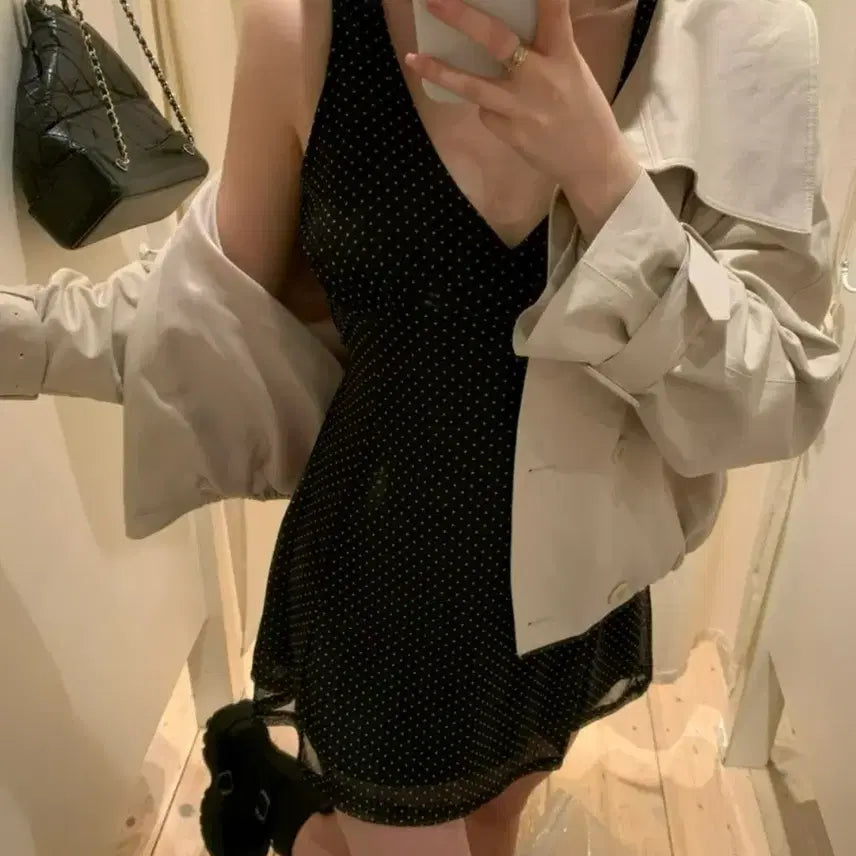 [BUNJANG] Sober Shop Dot Print Mini Dress / sober 소버샵 블랙 도트 원피스 숏기장 판매
