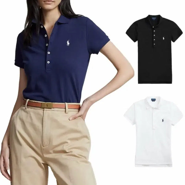 [BUNJANG] Polo Ralph Lauren Women's 5-Button Slim Fit Short Sleeve Polo Shirt / 폴로랄프로렌 여성 카라티 5버튼 슬림핏 반팔티 (3Color)