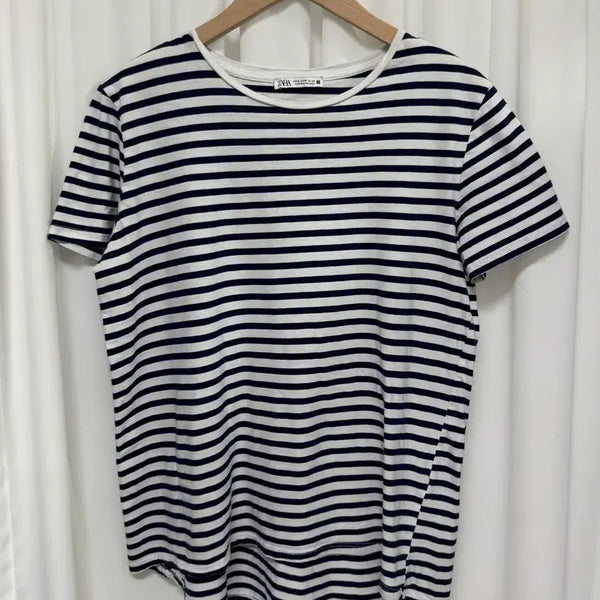 [BUNJANG] ZARA Striped Short Sleeve T-Shirt Navy / 자라 스트라이프 반팔티 네이비 ZARA