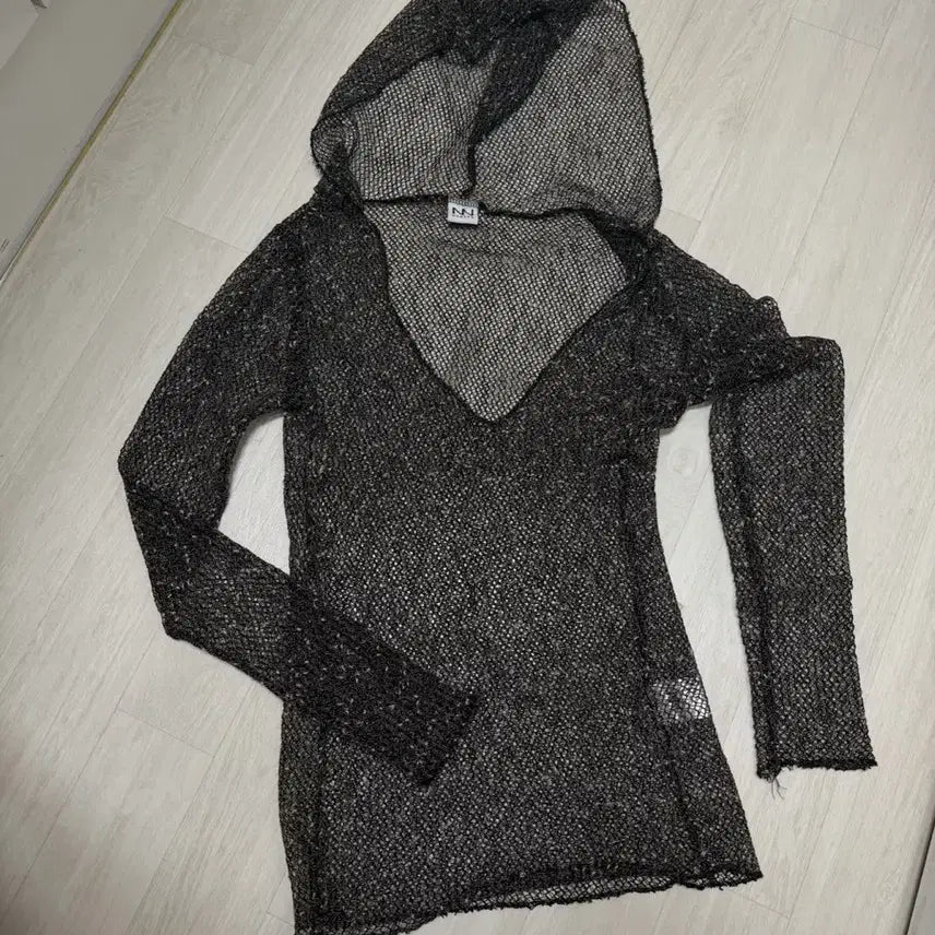 [BUNJANG] Nonerd Knit Hoodie Black / 노너드 네트 후드티 니트 블랙