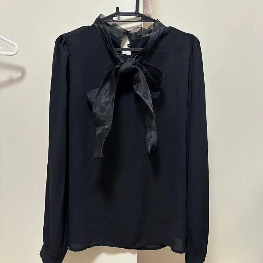 [BUNJANG] Somedays Ribbon Organza Chiffon Blouse / 리본 블라우스 블랙 블루 오간자 쉬폰 블라우스 썸데이즈
