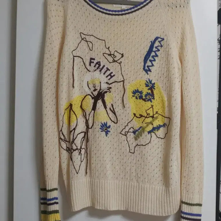 [BUNJANG] Ozscecon Embroidered Knit Sweater Size S / 오즈세컨 자수 니트 S