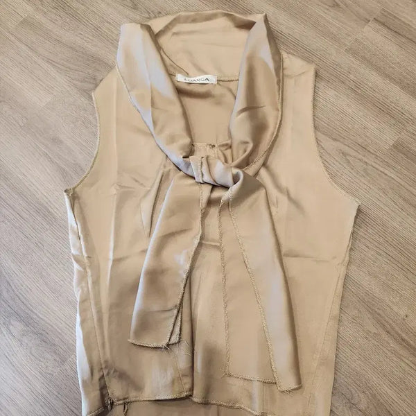 [BUNJANG] Silk Blouse (Beige, Black) / 블라우스 베이지,블랙