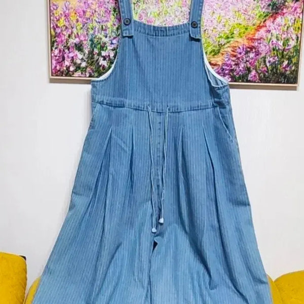 [BUNJANG] Blue Stripe Wide Jumpsuit / (새상품) 청색 스트라이프 와이드 점프수트