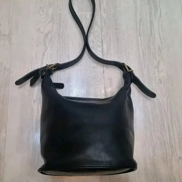 [BUNJANG] Old Coach Leather Black Bucket Bag / 올드코치 레더 블랙 버킷백