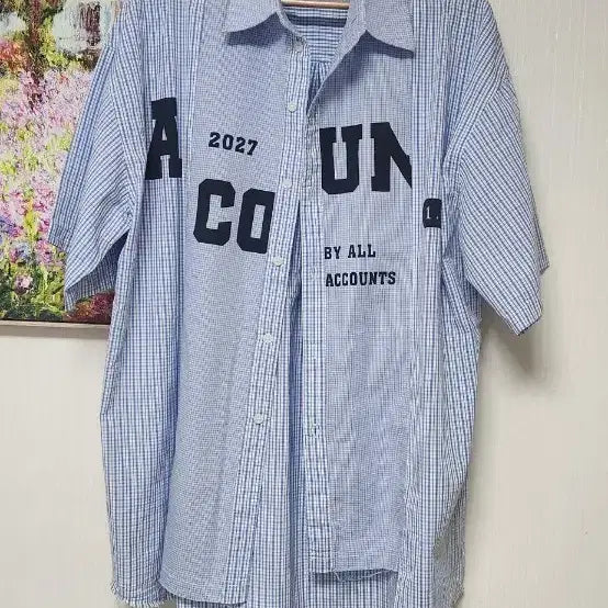 [BUNJANG] Checkered Color-Block Short-Sleeve Shirt / (새상품) 체크 배색 반팔 셔츠