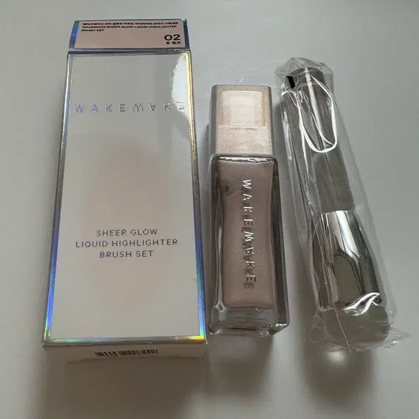 [BUNJANG] WakeMake Liquid Highlighter Brush Set 02 Dew Pink (Sealed) / 새제품)웨이크메이크 하이라이터 듀핑크