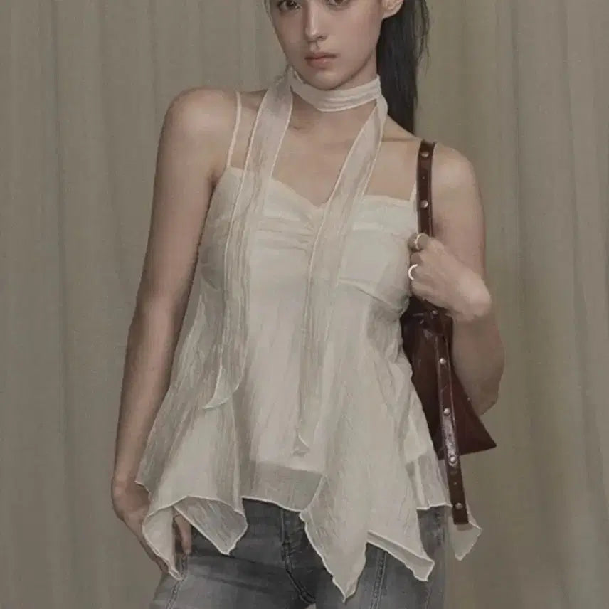[BUNJANG] Khaki Point Ethnic Scarf Top (Ivory) / 카키포인트 Ethnic Scarf Top (ivory)