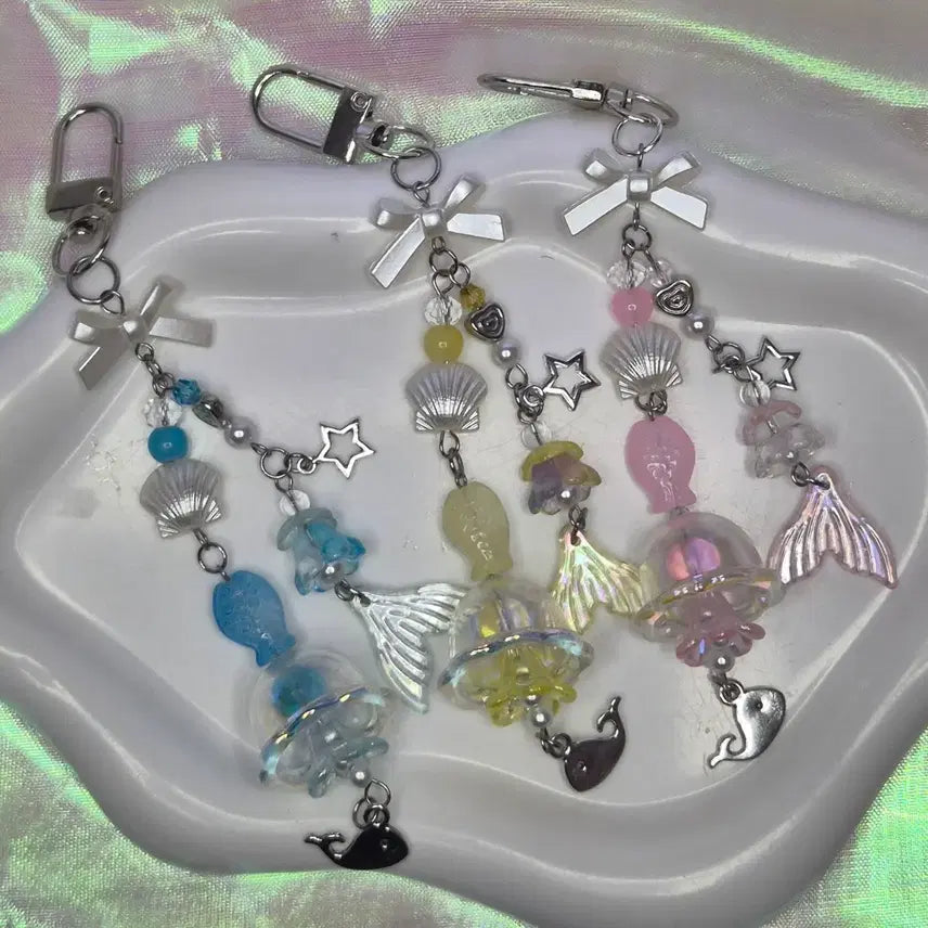 [BUNJANG] Ocean Charm Bead Keychain / 바다속키링 비즈키링