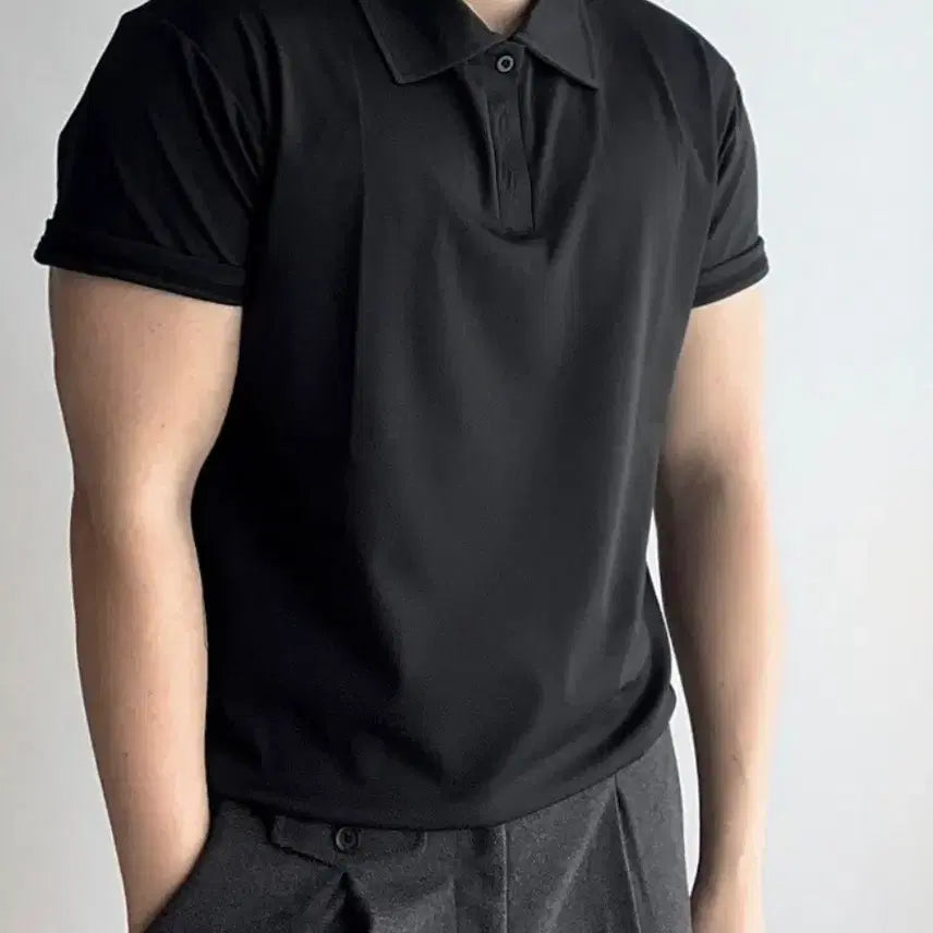 [BUNJANG] Gotension Muscle Fit Short-Sleeve Polo Shirt Navy / [새제품]고텐션 머슬핏 반팔 카라티 네이비