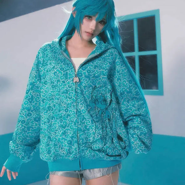 [BUNJANG] MEDM Hatsune Miku Zip-Up Hoodie XL / medm 하츠네미쿠 후드집업 xl사이즈