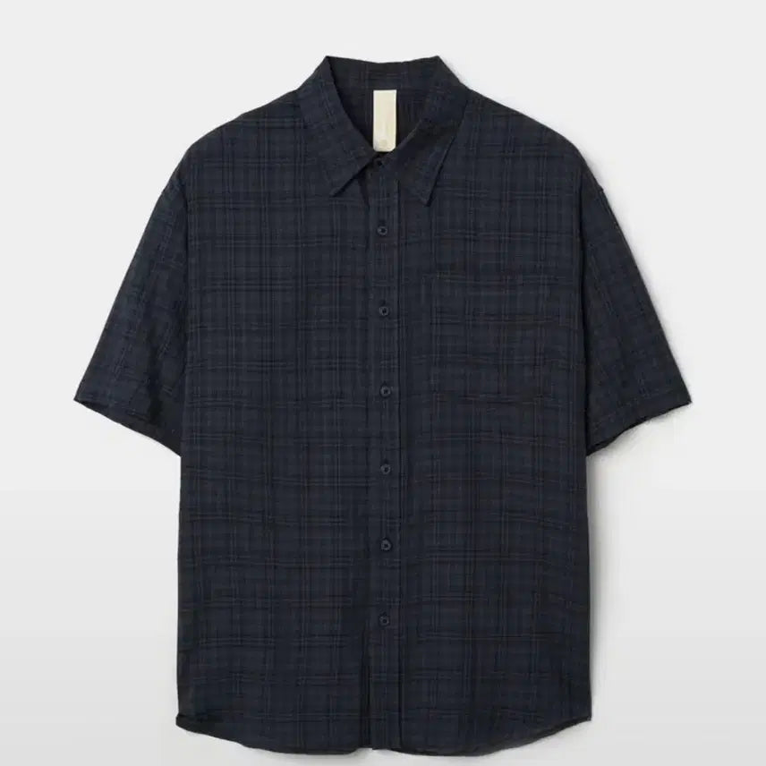 [BUNJANG] Coofway Nimbo Check Half Shirt Navy L / 코프위 님보 체크 하프셔츠 네이비 L