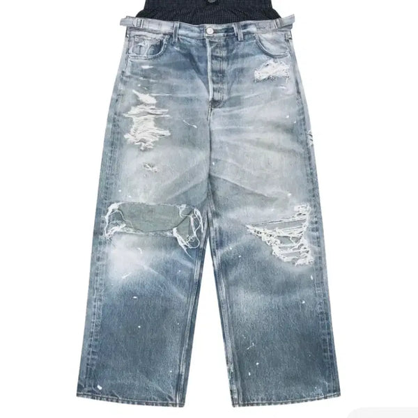 [BUNJANG] Protocol Index Trompe L'oeil Layered Pants Blue / [2] 프로토콜 인덱스 트롱프뢰유 레이어드 팬츠 블루