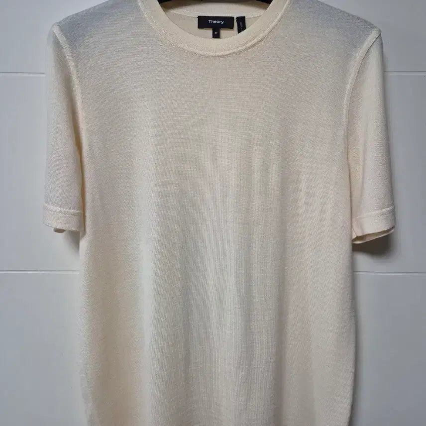 [BUNJANG] Theory Regal Wool Yellow-Beige Knit Short-Sleeve T-Shirt / (M) 띠어리 리갈울 옐로베이지 니트 반팔티셔츠
