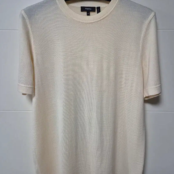 [BUNJANG] Theory Regal Wool Yellow-Beige Knit Short-Sleeve T-Shirt / (M) 띠어리 리갈울 옐로베이지 니트 반팔티셔츠