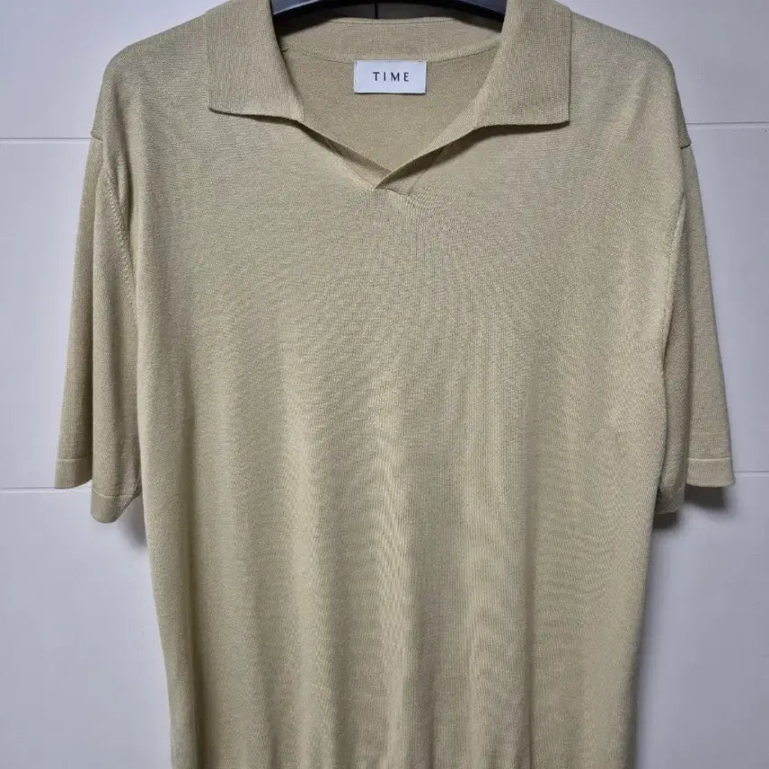 [BUNJANG] Time Homme Yellow Beige Silk Knit Polo T-Shirt / (100) 타임옴므 옐로베이지 실크 니트 카라티셔츠