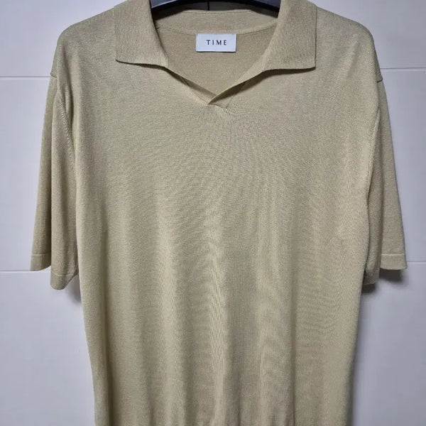 [BUNJANG] Time Homme Yellow Beige Silk Knit Polo T-Shirt / (100) 타임옴므 옐로베이지 실크 니트 카라티셔츠