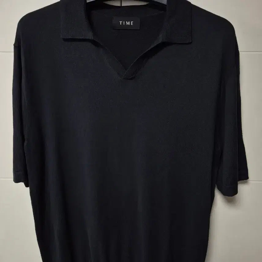 [BUNJANG] Time Homme Black Silk Blend Knit Polo T-shirt / (100) 타임옴므 블랙 실크 니트 카라티셔츠