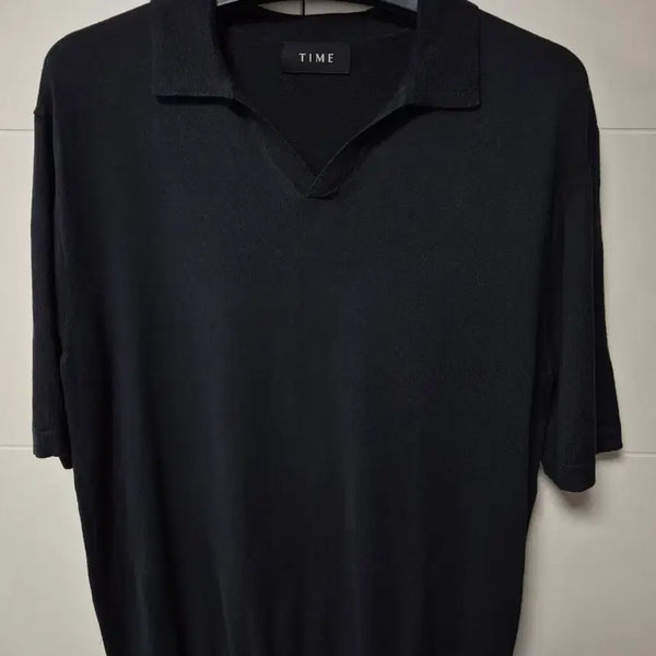 [BUNJANG] Time Homme Black Silk Blend Knit Polo T-shirt / (100) 타임옴므 블랙 실크 니트 카라티셔츠