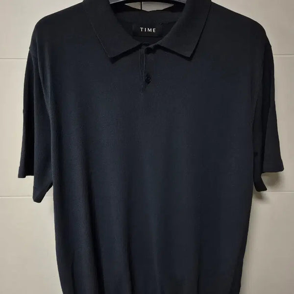 [BUNJANG] Time Homme Dark Grey Rayon Knit Polo T-Shirt / (100) 타임옴므 다크그레이 레이온 니트 카라티셔츠