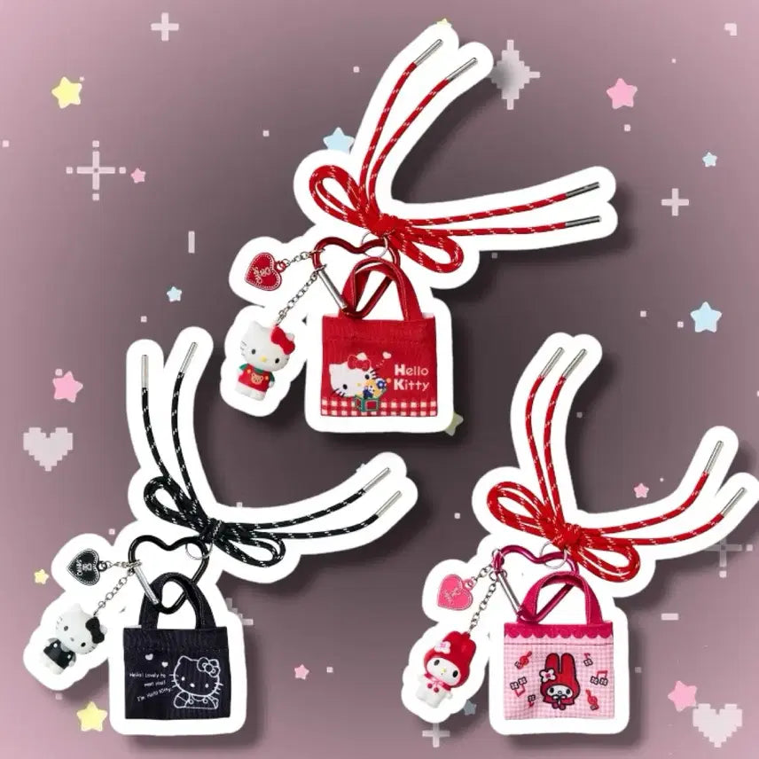 [BUNJANG] Sanrio Retro Hello Kitty & My Melody Mini Figure Bag Charm / 산리오 언제까지나 레트로 헬로키티 마이멜로디 미니 피규어 가방 키링