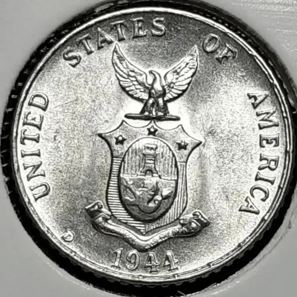 [BUNJANG] Philippine Silver 1944 10 Centavos Uncirculated Coin / [은화] 미국령 필리핀 미사용 1944년 10센타보스.외국주화 주화 화폐