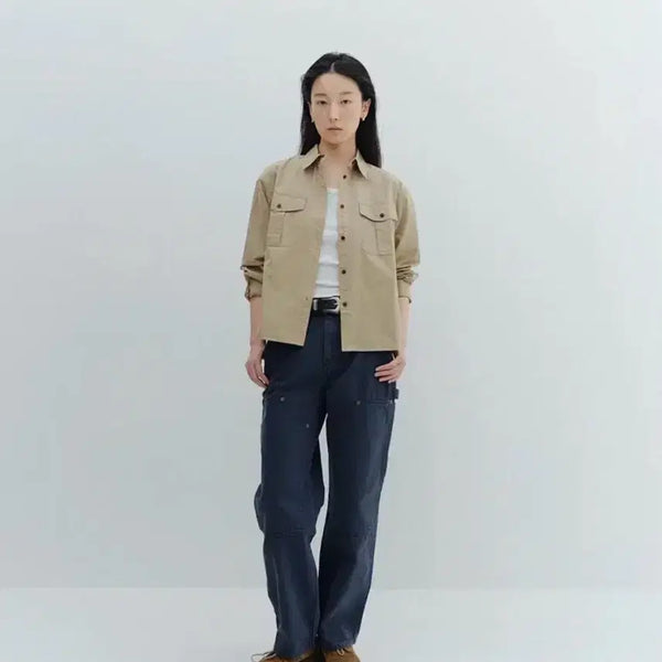 [BUNJANG] ISHII Bio Washed Work Shirt (Beige) / 이시이 ISHII Bio Washed Work Shirts (Beige)