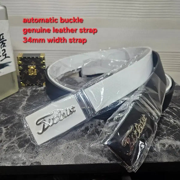 [BUNJANG] Titleist Men's Golf Belt Set - Automatic Buckle, Premium Leather Strap / 타이틀리스트 남성 골프벨트 세트상품