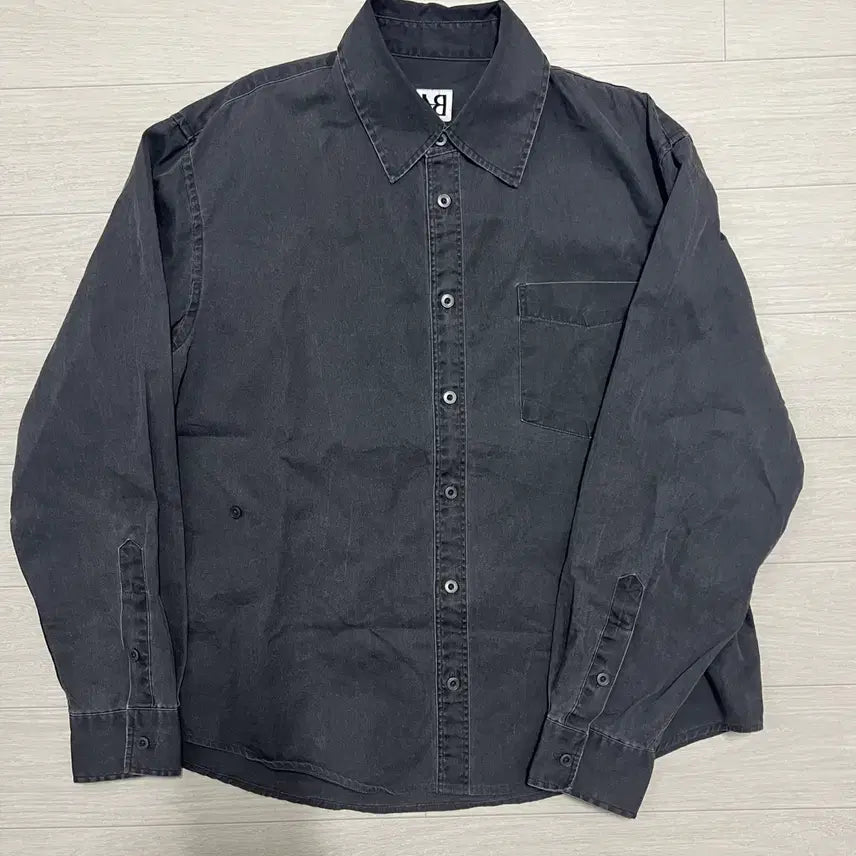 [BUNJANG] Label Archive Denim Wrap Shirt Charcoal / 라벨 아카이브 데님 랩셔츠 차콜