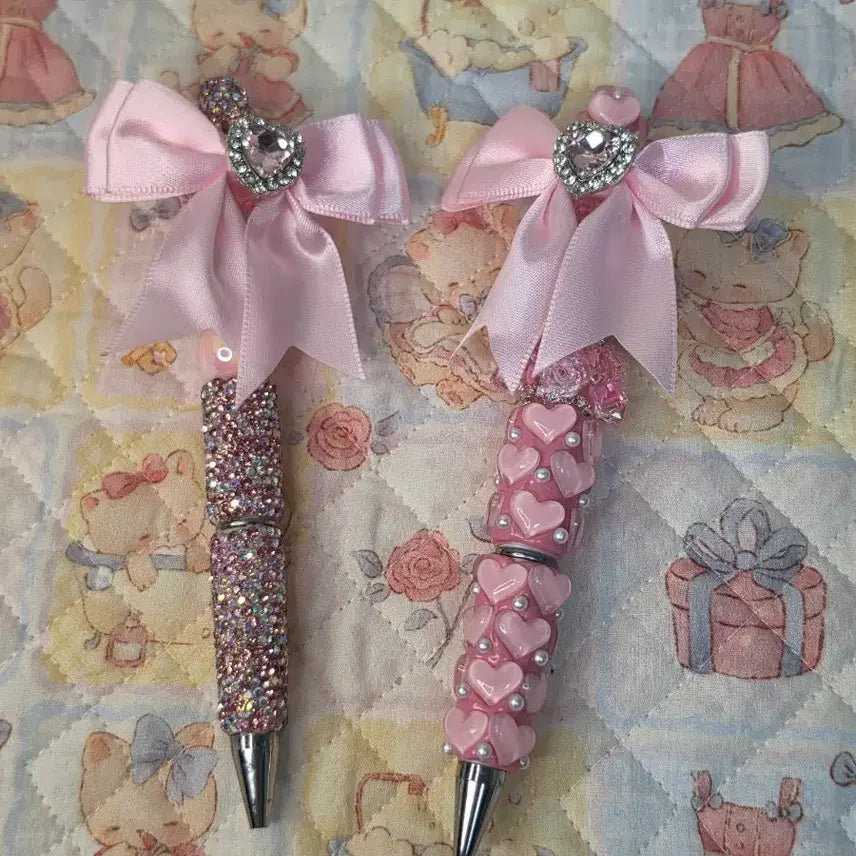 [BUNJANG] Handmade Pink Cubic Heart Ribbon Hair Clip / 왕리본 핑크 큐빅 하트 핑크 포인트 (개당 6000